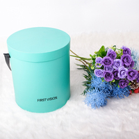 Emballage cadeau de luxe personnalisé en forme de chapeau rond en carton avec ruban pour mariage, grand format, fleurs fraîches, roses