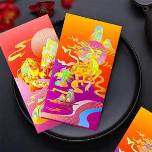 Enveloppes rouges du Nouvel An chinois, impression dorée, cartes de vœux rectangulaires en papier 90x170mm avec option de logo - Product Image 2