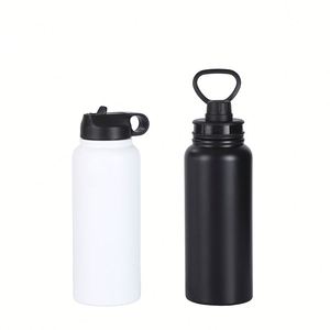 New Design Sports Water <b>Bottle</b> Stainless Steel Large Capacity 1L American Large Mouth Portable Handle Straw Water <b>Bottle</b> - Product Image 2