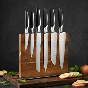 Kitchen Accessories 7-piece Chef <b>Knife</b> Stainless Steel Kitchen <b>Knife</b> <b>Set</b> with Magnetic Wooden <b>Knife</b> Block - Product Image 2