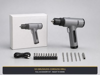 Perceuse sans fil sans balais 12V, couple 30 Nm, mandrin 10 mm, charge USB-C, visseuse avec 9 options de couleur, vente en gros OEM