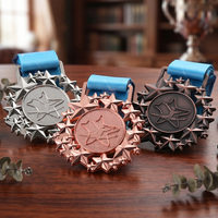Médailles sportives personnalisées en alliage de zinc plaqué cuivre argenté antique, creuses, avec gaufrage étoilé 3D, conception gratuite, vente en gros