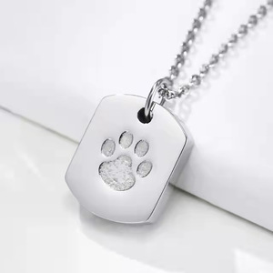 Kalung Kenang-kenangan Kehilangan Hewan Peliharaan, Liontin Kremasi Baja Anti Karat dengan Jejak Cakar, Grosir & Pasokan Massal - Product Image 3