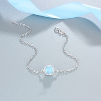 Bracelet en argent sterling 925 plaqué rhodium, style ethnique, chaîne fine, opale océanique, certifié CMA, pour femmes, enfants, mariage, fête