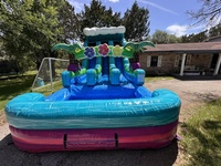Glissière d'eau gonflable commerciale pour la piscine de glissière d'eau d'enfant grand videur bon marché de maison de rebond adulte grand château plein d'entrain de saut