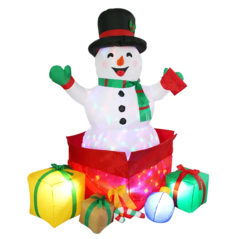 Navidad 2021เครื่องประดับคริสต์มาส,ไฟ LED หมุนได้สำหรับตกแต่งปาร์ตี้กล่องของขวัญตุ๊กตาหิมะ