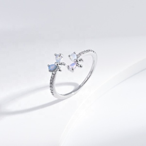 Bague ajustable en argent sterling 925 avec pierre précieuse unique en forme de poire, petite et mignonne, idéale pour l'été, pour filles - Product Image 3