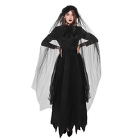 Décorations d'Halloween, Costumes, Robe de mariée classique effrayante, Blanc et Noir, Matériaux pour maison hantée et pièce secrète