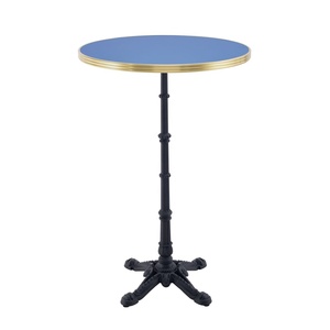 Meubles de bar Lifepursue, plateau de table en HPL bleu extérieur avec base de table noire de style bistrot - Product Image 1