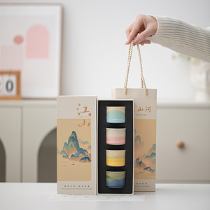 Set di <span class=keywords><strong>Tazze</strong></span> da Tè in Ceramica <span class=keywords><strong>Dipinte</strong></span> <span class=keywords><strong>a</strong></span> <span class=keywords><strong>Mano</strong></span>, Regalo Aziendale in <span class=keywords><strong>Porcellana</strong></span> con Design Paesaggistico Colorato - Product Image 4
