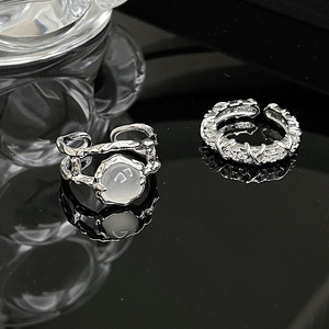 Anillos Irregulares Chapados en Oro Antiguo <span class=keywords><strong>de</strong></span> Moda Francesa Vintage <span class=keywords><strong>para</strong></span> Mujeres y Niñas, con <span class=keywords><strong>Piedra</strong></span> Lunar y Circonita, Regalos <span class=keywords><strong>para</strong></span> Mejores Amigas - Product Image 2