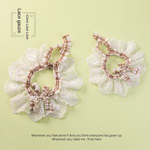 Écharpe et collier pour animaux de compagnie en dentelle de polyester, réglable, élastique, motif à carreaux de dessin animé, toutes saisons, accessoires multi-fêtes - Product Image 4