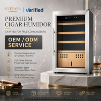 Humidor à cigares électrique Guevara en bois de cèdre laqué avec éclairage LED, refroidissement par compresseur, serrure de sécurité, capacité 200-250, modèle américain