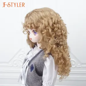 FSTYLER गुड़िया विग मोहायर डिस्काउंट क्लीयरेंस थोक फैक्टरी अनुकूलन गुड़िया सहायक उपकरण BJD गुड़िया के लिए गन्दा घुंघराले बाल