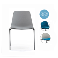 Fauteuil de conférence de luxe pour école, bureau à domicile, design entièrement en tissu, coussin, pieds en acier, chaise de salle à manger en métal