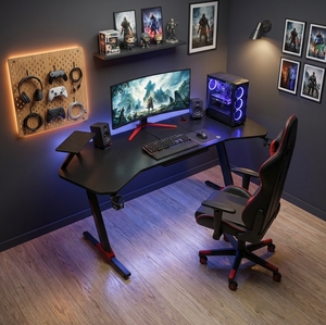 Wholesale Wooden Gaming Computer <b>Desk</b> with <b>Large</b> Desktop Dual Shelves Cup Holder & Extendable Design - Product Image 5