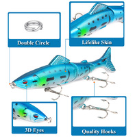 Umpan Pancing Ikan Bass & Trout ABS Keras 3-Sendi Model Minnow 13cm/18g Topwater untuk Memancing di Sungai & Danau