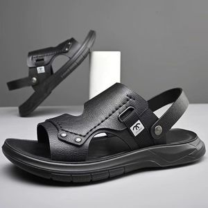 Sandalias de Hombre con Correa en T, Cuero Genuino, Punta Abierta, Suela de Goma Antideslizante, Zapatos Casuales para Exteriores, Modelo 9927 - Product Image 3