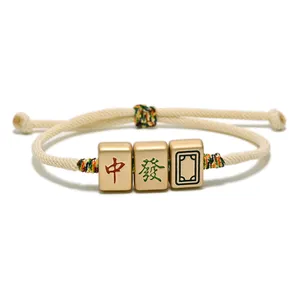 BEE001 Original design mahjong bracelet woven hand rope simple color grinding gold jewelry gold thread handmade Hand catenary