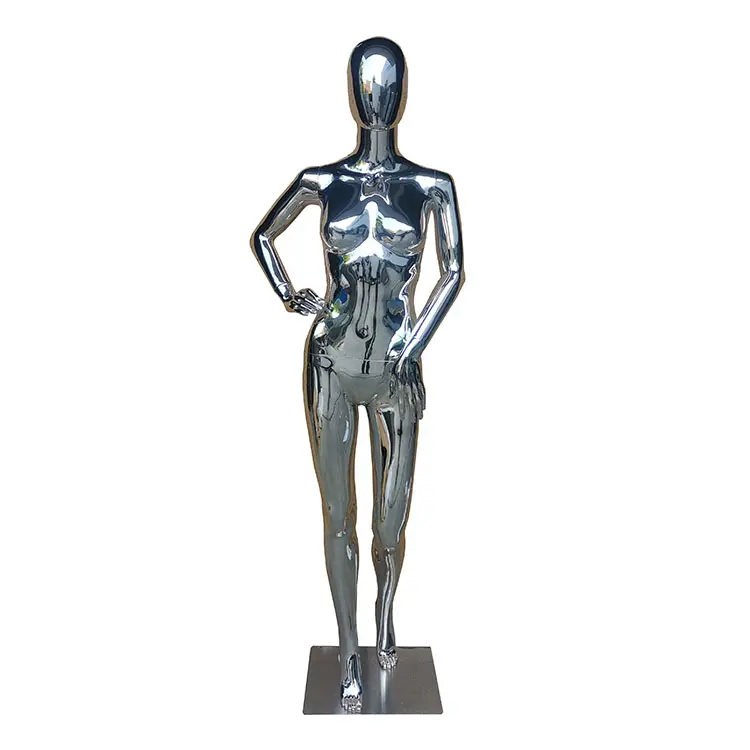 Hot Selling Plating Silvery Sexy Lifelike Chrome Mannequin For Wedding Dress Sale