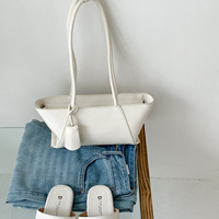 Sacs à main trapézoïdaux géométriques de luxe minimalistes pour femmes, sacs à bandoulière à deux poignées, sacs fourre-tout en cuir PU à longue anse, fermeture éclair