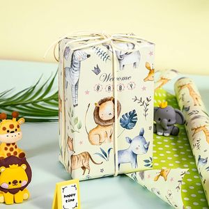 Papier couché à motifs d'animaux sauvages mignons, 5 mètres, original, pour fêtes de baby shower, anniversaires de bébé - Product Image 3