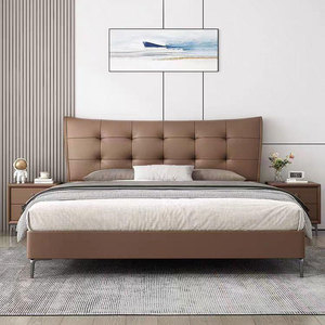 Leather <b>Bed</b> Modern Simple Apartment Luxury Double <b>Bed</b> 1.8 Meters High-end Atmospheric Bedroom <b>Size</b> <b>Bed</b> T18 <b>Size</b> <b>Bed</b> T18 - Product Image 3