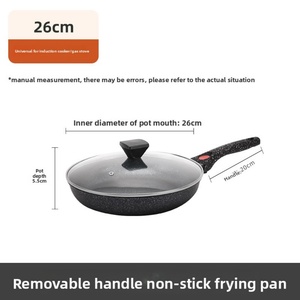 Detachable <b>Handle</b> Aluminum Non-stick Frying <b>Pan</b> Space Saving Induction Cookware Set Removable <b>Handle</b> Skillet for Home & Camping - Product Image 5