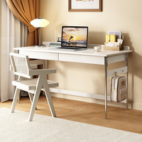 Escritorio Moderno para Oficina en Casa con Estante de Almacenamiento Integrado y Silla Ergonómica para Estudiar y Trabajar desde Casa