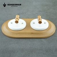 Borgerman Design Contemporain Céramique Vintage Prise Murale Rétro Prise à Bascule Base en Bois Double Prise Murale pour la Maison