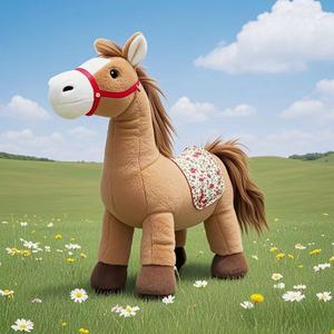 Simpatico cavallo giocattolo di peluche marrone realizzato in materiale morbido amichevole squisito giocattolo di peluche cavallo con criniera realistica regalo ideale per i bambini - Product Image 2
