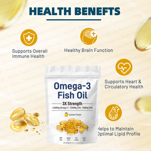 Capsule di Olio di Pesce ad Alta Purezza 4200Mg 3X, Integratore Quotidiano di Olio di Pesce con EPA e DHA, Gusto Limone - Product Image 3