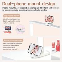 Lampe de table pour salon de manucure, lumière chaude et froide, intensité réglable, support pour téléphone, design pour usage domestique, lampe de bureau carrée pour nail art