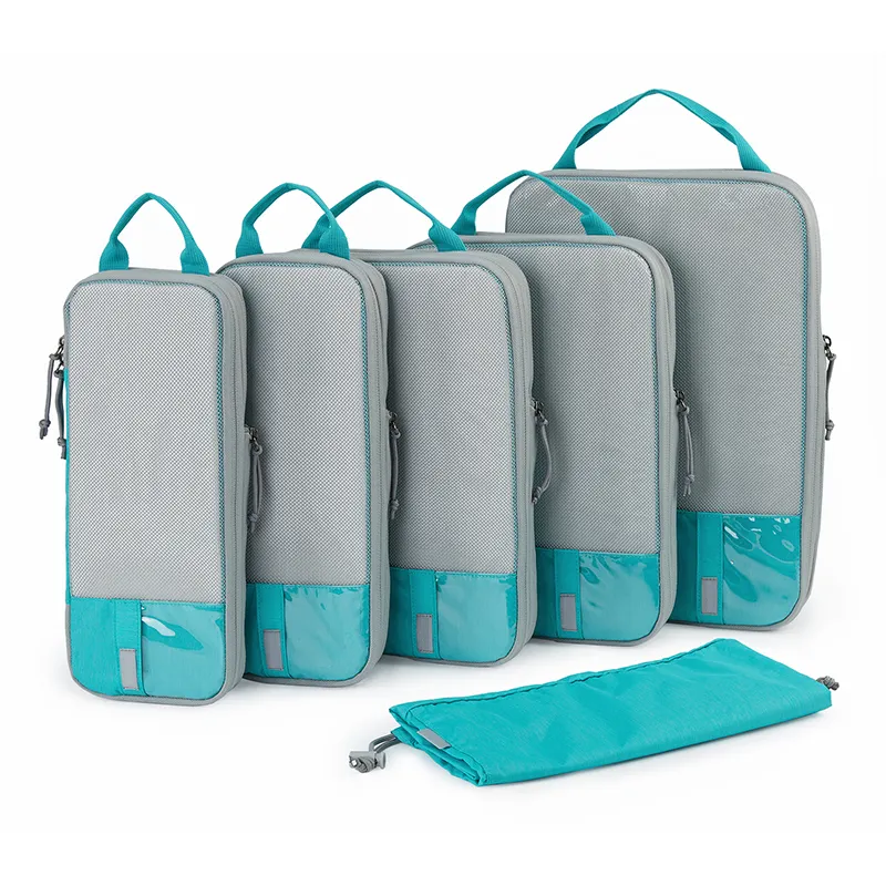 Worthfind Oem High Quality Foldable Luggage Travel 6 Set Compression Packing Cubes Organizer Bag Set Travel Bag
