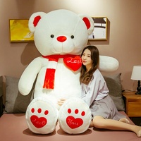 Ours en peluche géant rose avec écharpe 120 CM, grand ours en peluche kawaii, cadeau d'amour pour la Saint-Valentin pour les filles