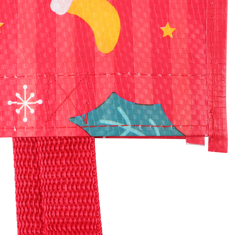 Christmas Cartoon Printed PE PP Woven Laminated Shopping Tote Bag For Gift Packaging