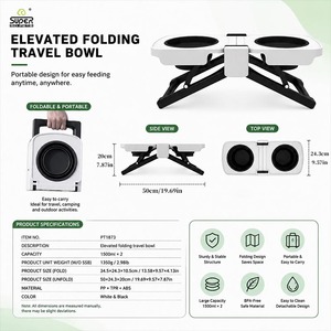 Elevated <strong>Dog</strong> <strong>Bowls</strong> Adjustable <strong>Raised</strong> <strong>Dog</strong> <strong>Bowl</strong> <strong>Stand</strong> With Silicone Fold Collapsable <strong>Bowls</strong> - Product Image 2