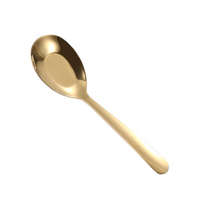 Cuillère à fond plat en acier inoxydable doré, cuillères à soupe épaissies pour l'alimentation des enfants et les cantines étudiantes, ustensile à emporter - Product Image 5