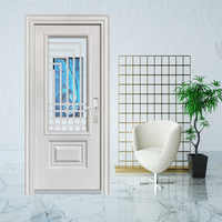Portes en acier de sécurité, porte d'entrée en métal, porte extérieure imperméable de haute qualité en provenance de Chine, portes en acier avec vitrage pour la maison