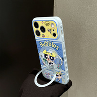 Coque en silicone gel pour iPhone 17 Pro Max, 15/14/13, thème policier, design dessin animé mignon, support rotatif, impression UV