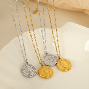 Collar de Monedas Vintage, Colgante de Aleación de Zinc Dorado y Plateado, Diseño Número 5, Joyería de Moda Estilo Europeo Americano, Regalo - Product Image 2