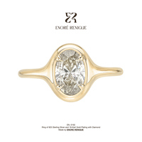 Bague de fiançailles en moissanite VVS de 1,5 ct, coupe ovale, certifiée GRA, en argent sterling 925 plaqué or PVD, bijoux pour femmes