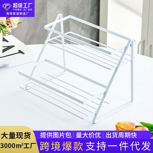 Double Layer Iron Storage Rack White <b>Desktop</b> Organizer For Makeup And Sundries - Product Image 5