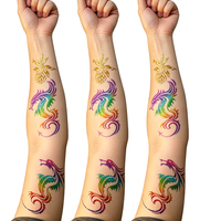 Nouvelle mode, feuilles de transfert pour tatouages corporels et faciaux indiens, multicolores mates, à chaud, durables, résistantes aux rayures, sans film de base