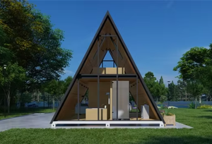 Sunlit desain Modern bentuk segitiga mewah baja Modular Prefab kabin kecil rumah kecil garansi 5 + tahun 120 Mph tahan angin - Product Image 2