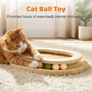 Griffoir pour chat et tapis d'escalade, jouet interactif avec circuit <span class=keywords><strong>de</strong></span> balles et meuleuse à griffes pour le plaisir - Product Image 3