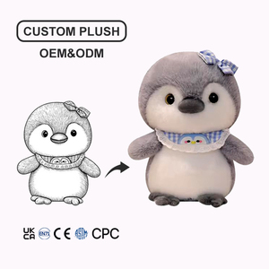 Boneka Penguin Bib Lepas Pasang Ultra Lembut Mainan Penenang Bayi Hadiah Kustomisasi OEM Mainan Hewan Isi Dakron Kustom - Product Image 1