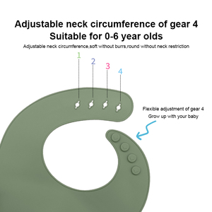 Baberos impermeables de silicona de grado alimenticio para bebés sin BPA al por mayor con colector de alimentos babero de alimentación ajustable personalizado suave para niños - Product Image 2