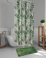 Ensemble de bain moderne de luxe écologique personnalisable : rideau de douche en polyester gaufré, tapis de bain en chenille, 12 crochets en plastique, numérique