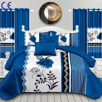 Ensemble de Literie 12 Pièces Effet Coton Rayé avec Couvre-lit, Draps et Rideaux Assortis, Grand Lit, Patchwork Floral pour Chambres